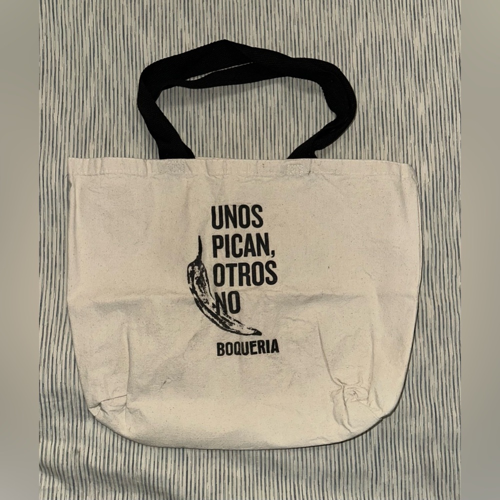 BOQUERIA Canvas Tote Bag - Cream with Black Print